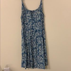Blue and White Floral Print Sundress